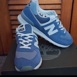 New Balance Blue and White 574 Retro Sneakers